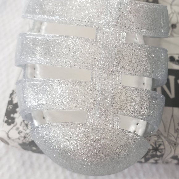 Platform Jelly Sandals - Glitter Silver NWB - Picture 7 of 11